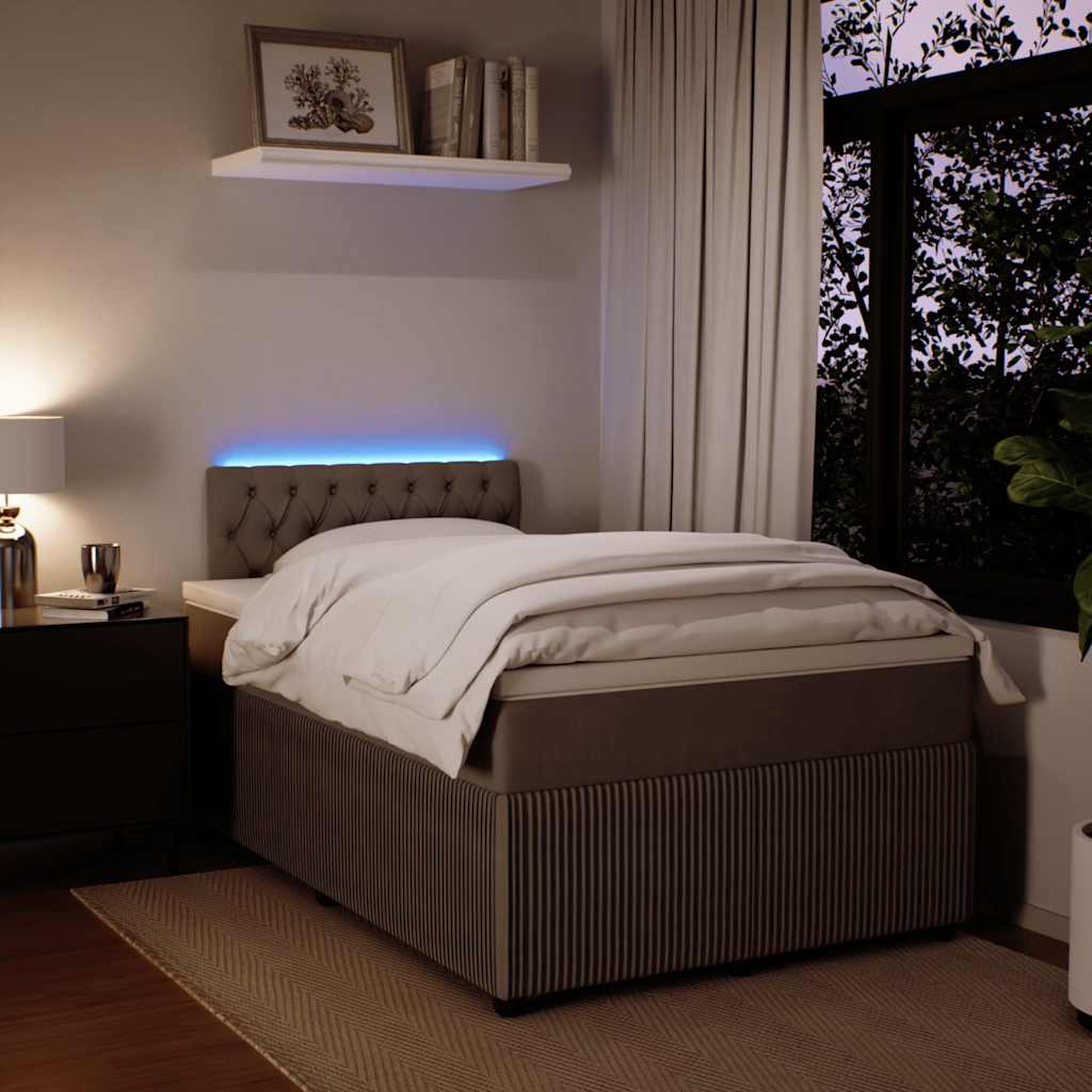 vidaXL Κρεβάτι Boxspring με Στρώμα Ανοιχτό Γκρι 120x200 εκ. Βελούδινο