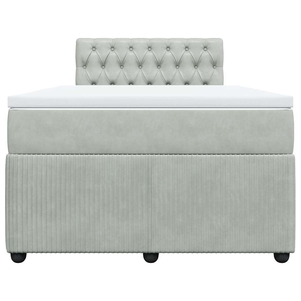 vidaXL Κρεβάτι Boxspring με Στρώμα Ανοιχτό Γκρι 120x200 εκ. Βελούδινο