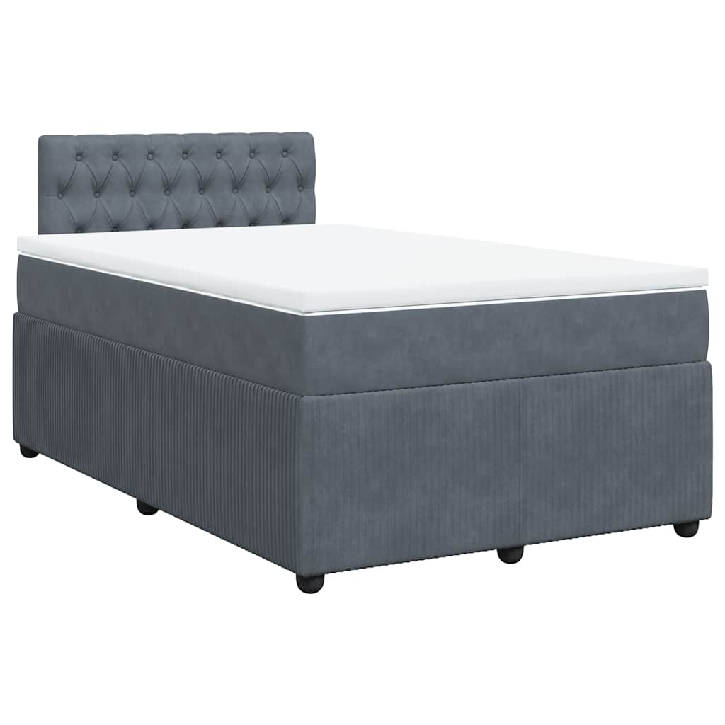 vidaXL Κρεβάτι Boxspring με Στρώμα Σκούρο Γκρι 120x200 εκ. Βελούδινο