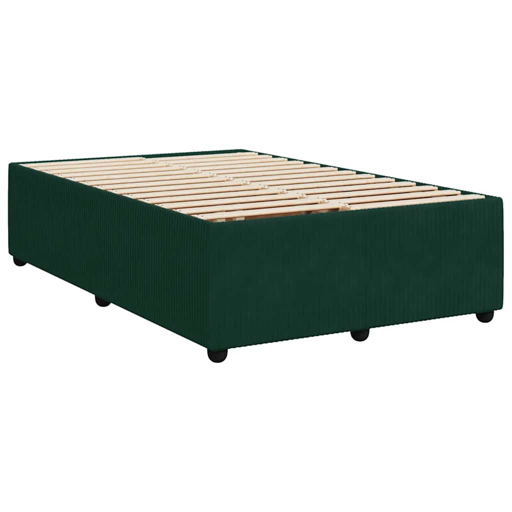 vidaXL Κρεβάτι Boxspring με Στρώμα Σκούρο Πράσινο 120x200εκ. Βελούδινο