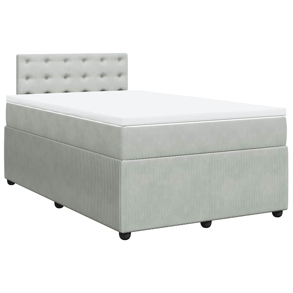 vidaXL Κρεβάτι Boxspring με Στρώμα Ανοιχτό Γκρι 120x200 εκ. Βελούδινο