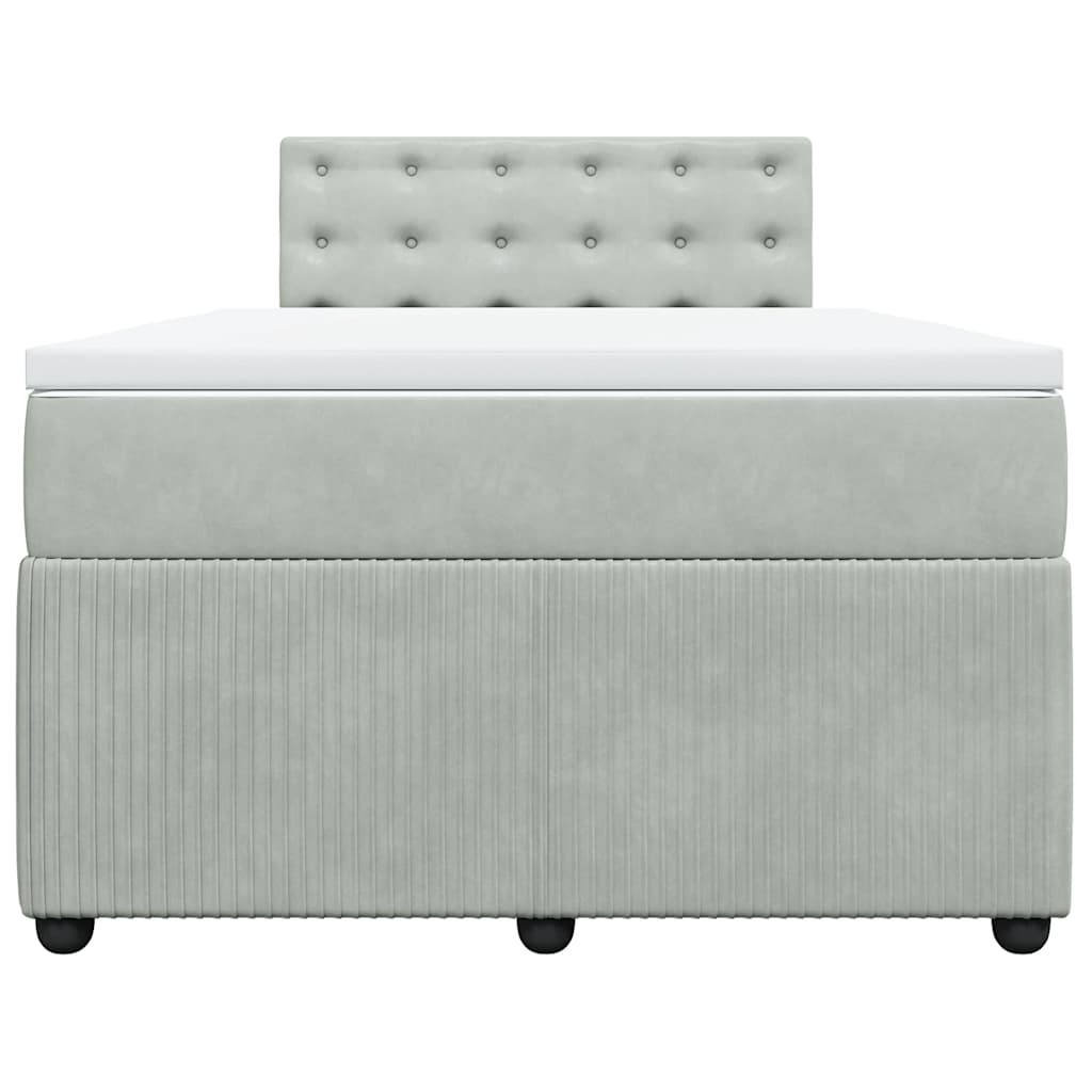 vidaXL Κρεβάτι Boxspring με Στρώμα Ανοιχτό Γκρι 120x200 εκ. Βελούδινο