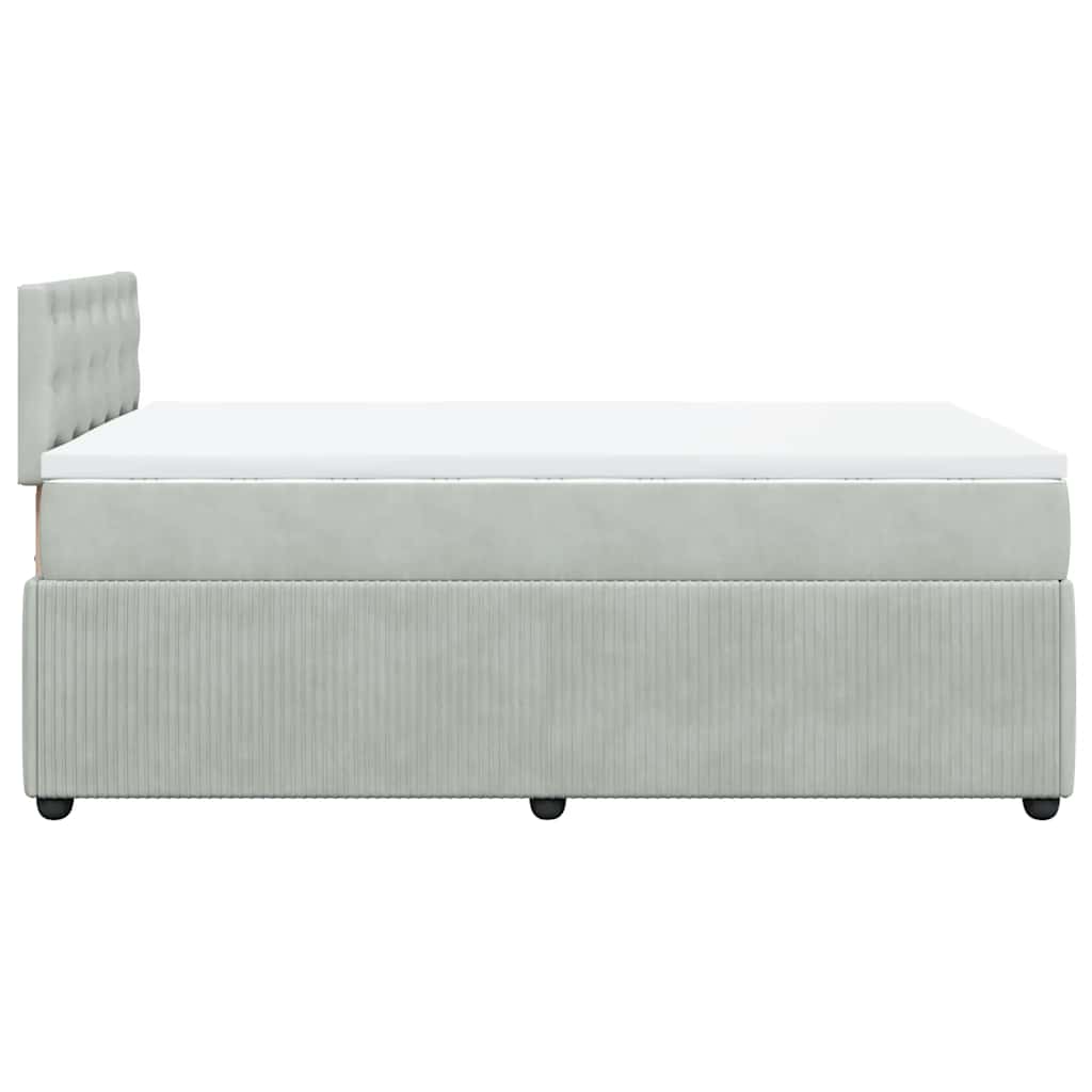 vidaXL Κρεβάτι Boxspring με Στρώμα Ανοιχτό Γκρι 120x200 εκ. Βελούδινο