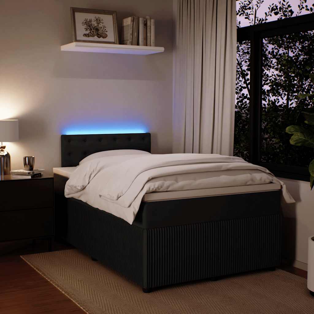 vidaXL Κρεβάτι Boxspring με Στρώμα Μαύρο 120 x 200 εκ. Βελούδινο