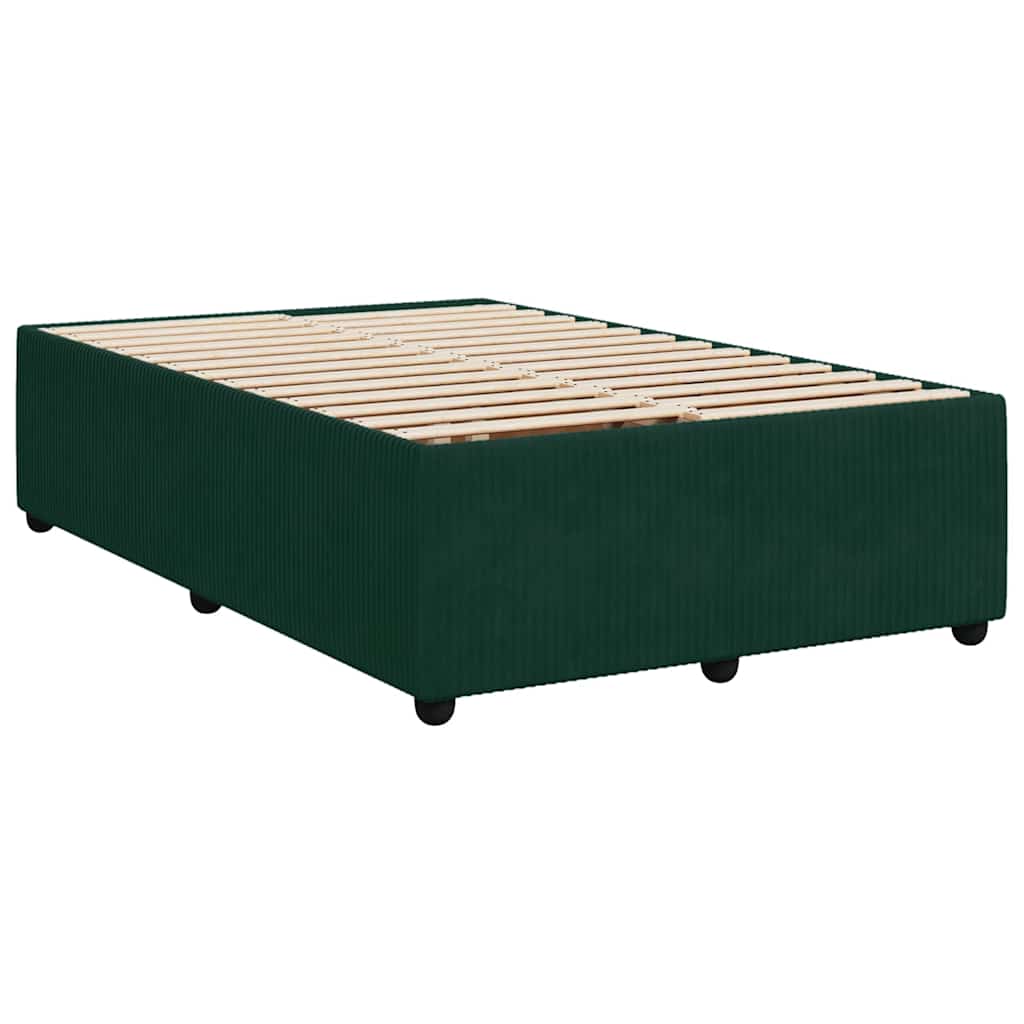vidaXL Κρεβάτι Boxspring με Στρώμα Σκούρο Πράσινο 120x200εκ. Βελούδινο