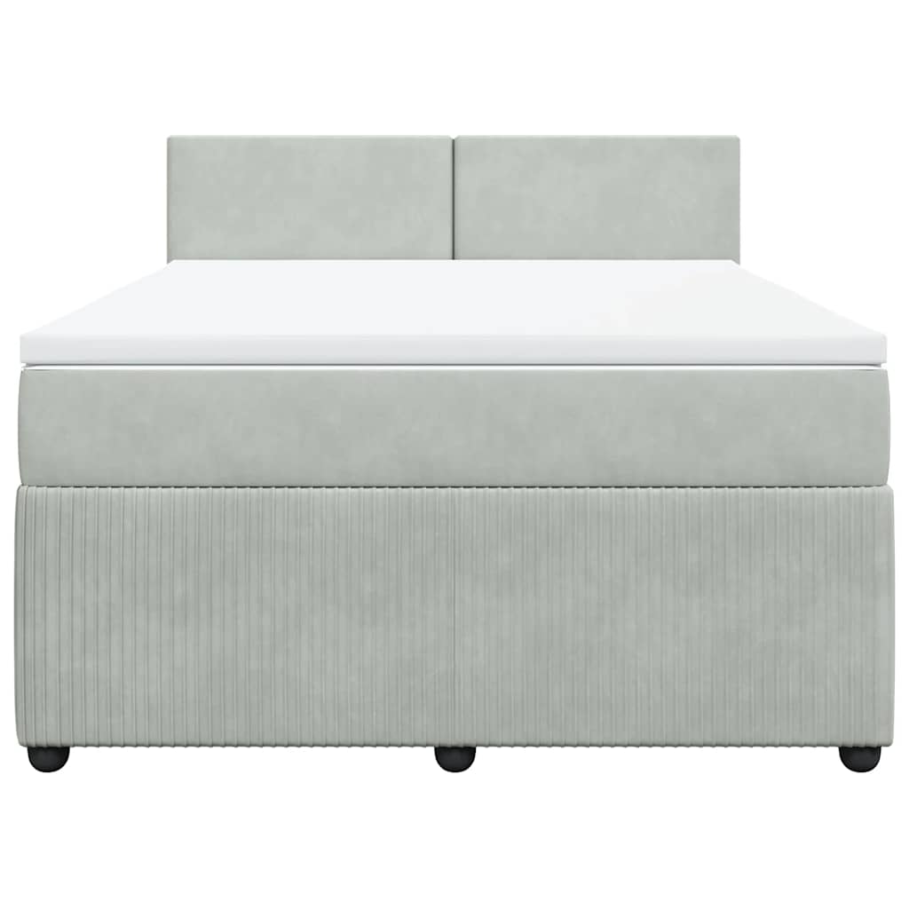 vidaXL Κρεβάτι Boxspring με Στρώμα Ανοιχτό Γκρι 140x190 εκ. Βελούδινο