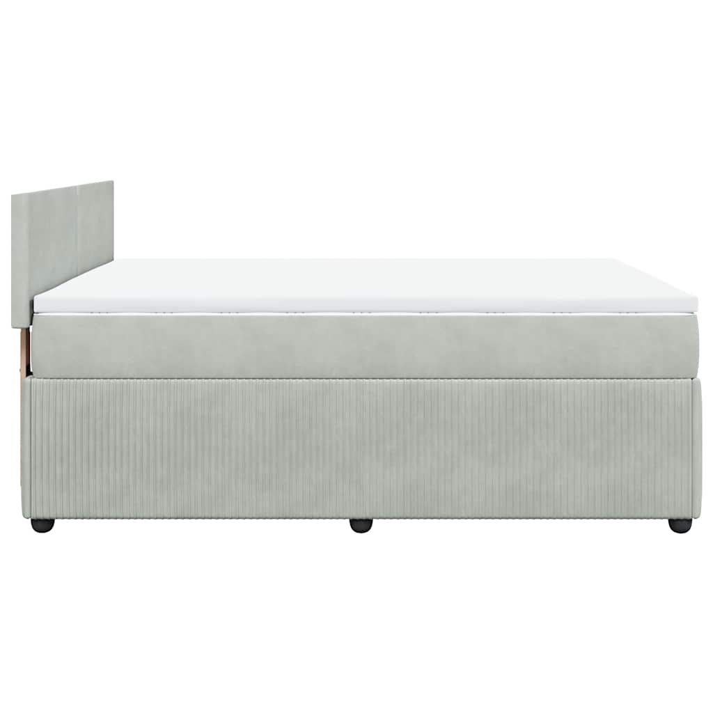 vidaXL Κρεβάτι Boxspring με Στρώμα Ανοιχτό Γκρι 140x190 εκ. Βελούδινο