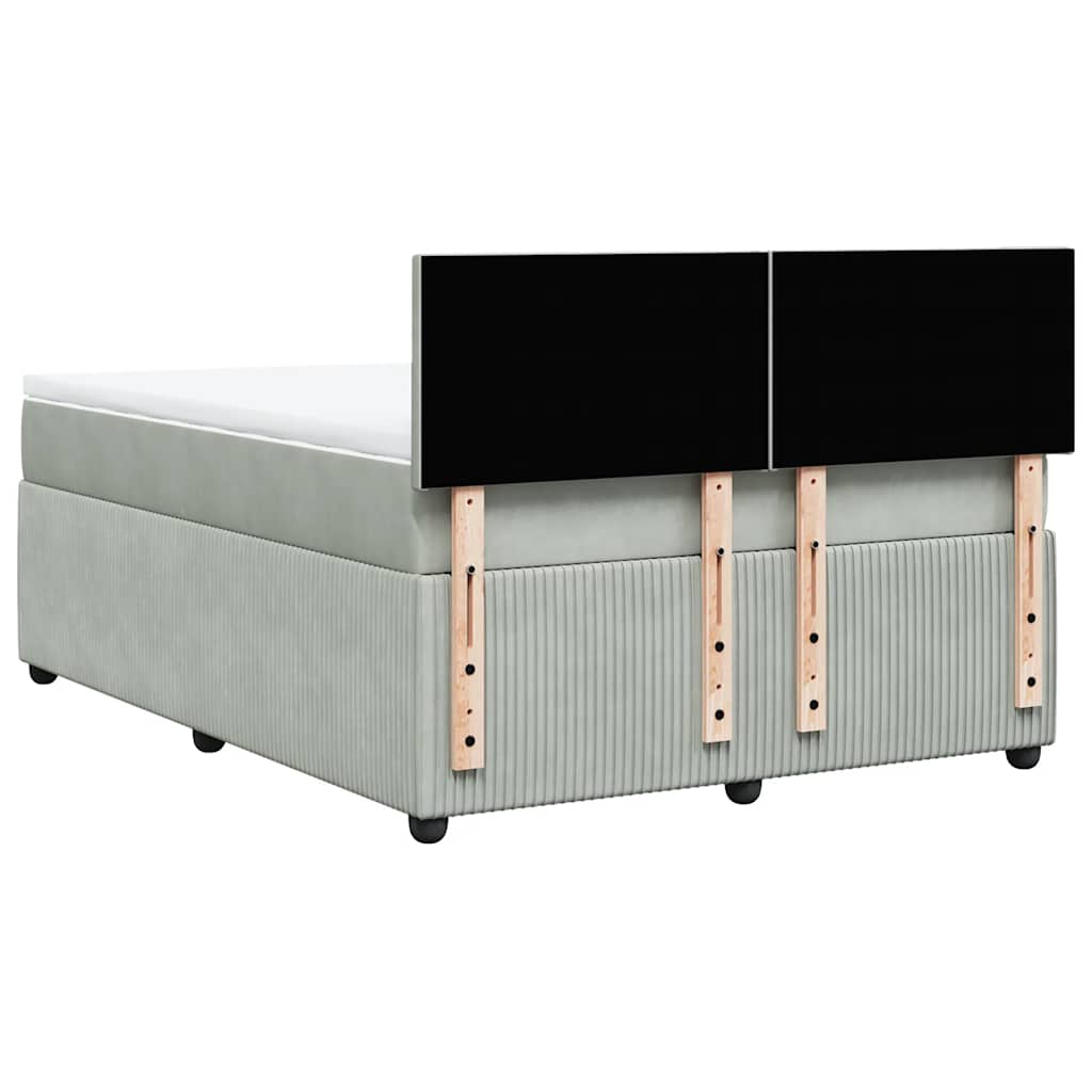 vidaXL Κρεβάτι Boxspring με Στρώμα Ανοιχτό Γκρι 140x190 εκ. Βελούδινο