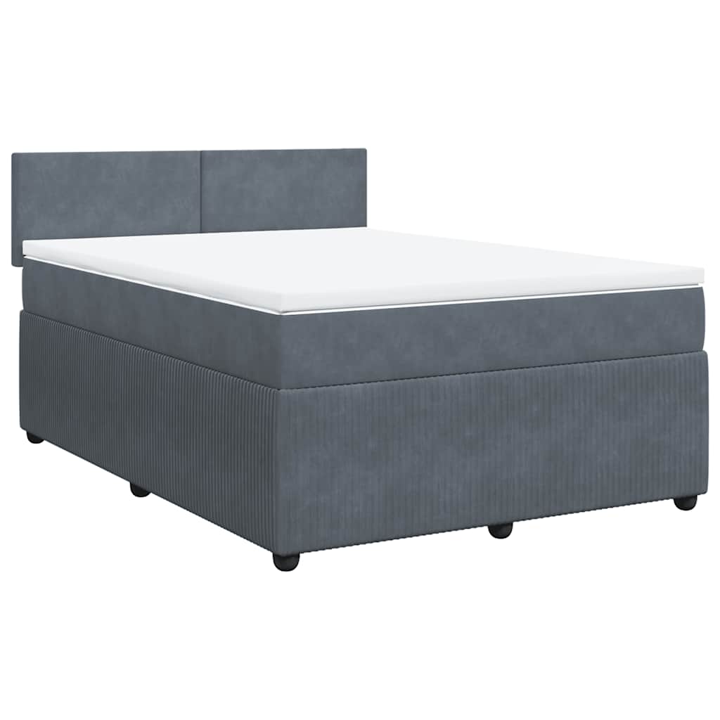 vidaXL Κρεβάτι Boxspring με Στρώμα Σκούρο Γκρι 140x190 εκ. Βελούδινο