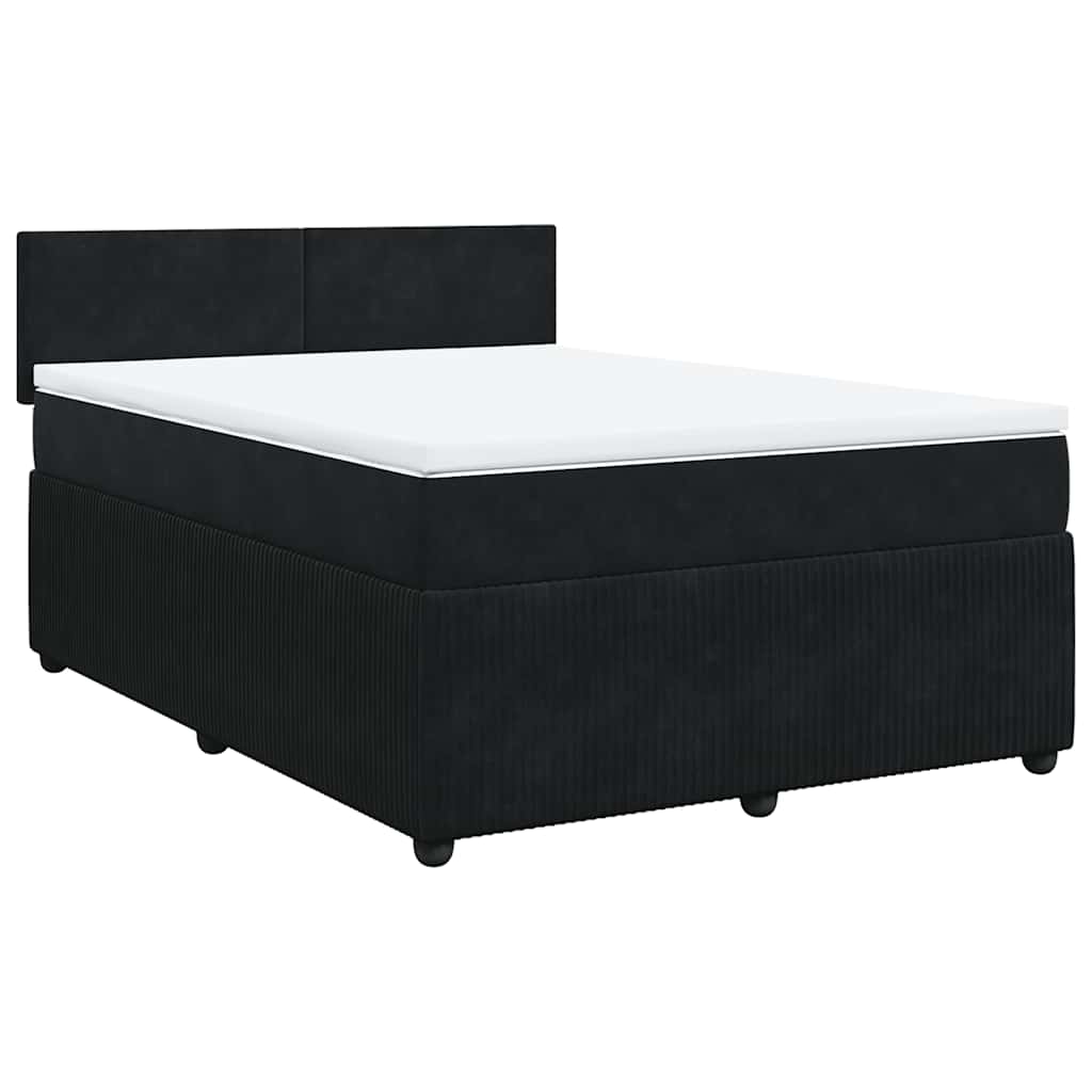 vidaXL Κρεβάτι Boxspring με Στρώμα Μαύρο 140x190 εκ. Βελούδινο