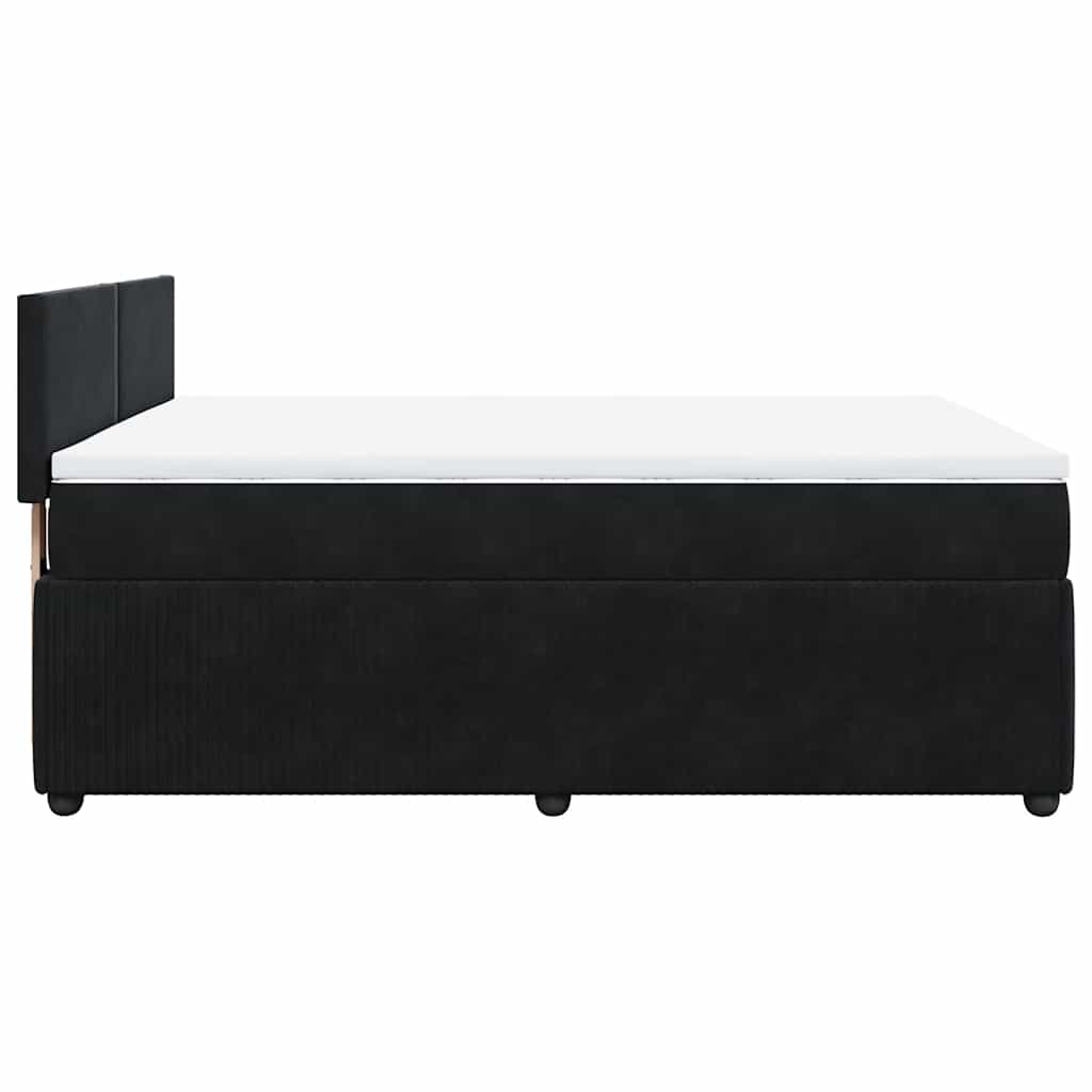 vidaXL Κρεβάτι Boxspring με Στρώμα Μαύρο 140x190 εκ. Βελούδινο