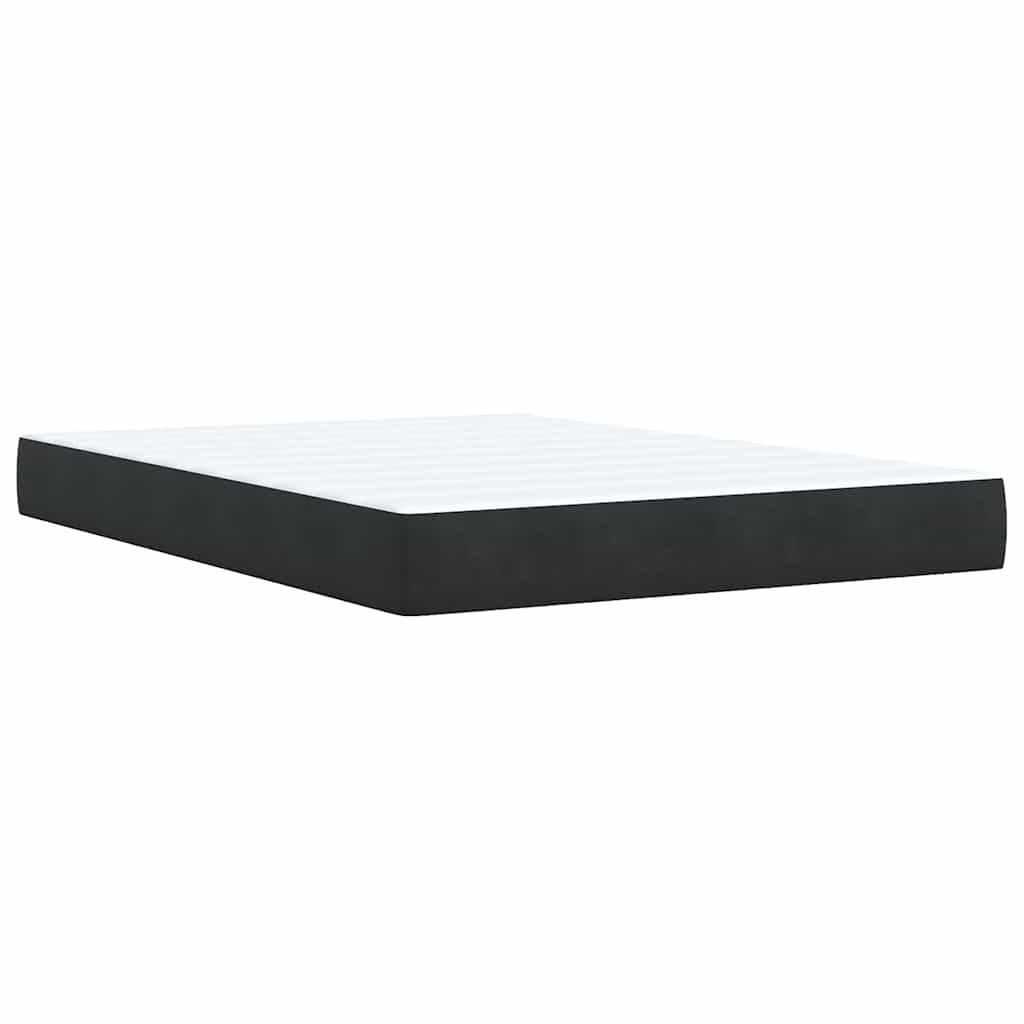 vidaXL Κρεβάτι Boxspring με Στρώμα Μαύρο 140x190 εκ. Βελούδινο
