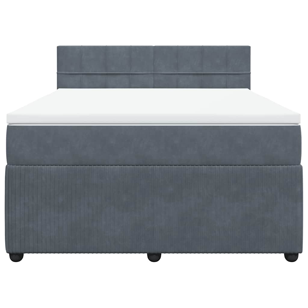 vidaXL Κρεβάτι Boxspring με Στρώμα Σκούρο Γκρι 140x190 εκ. Βελούδινο