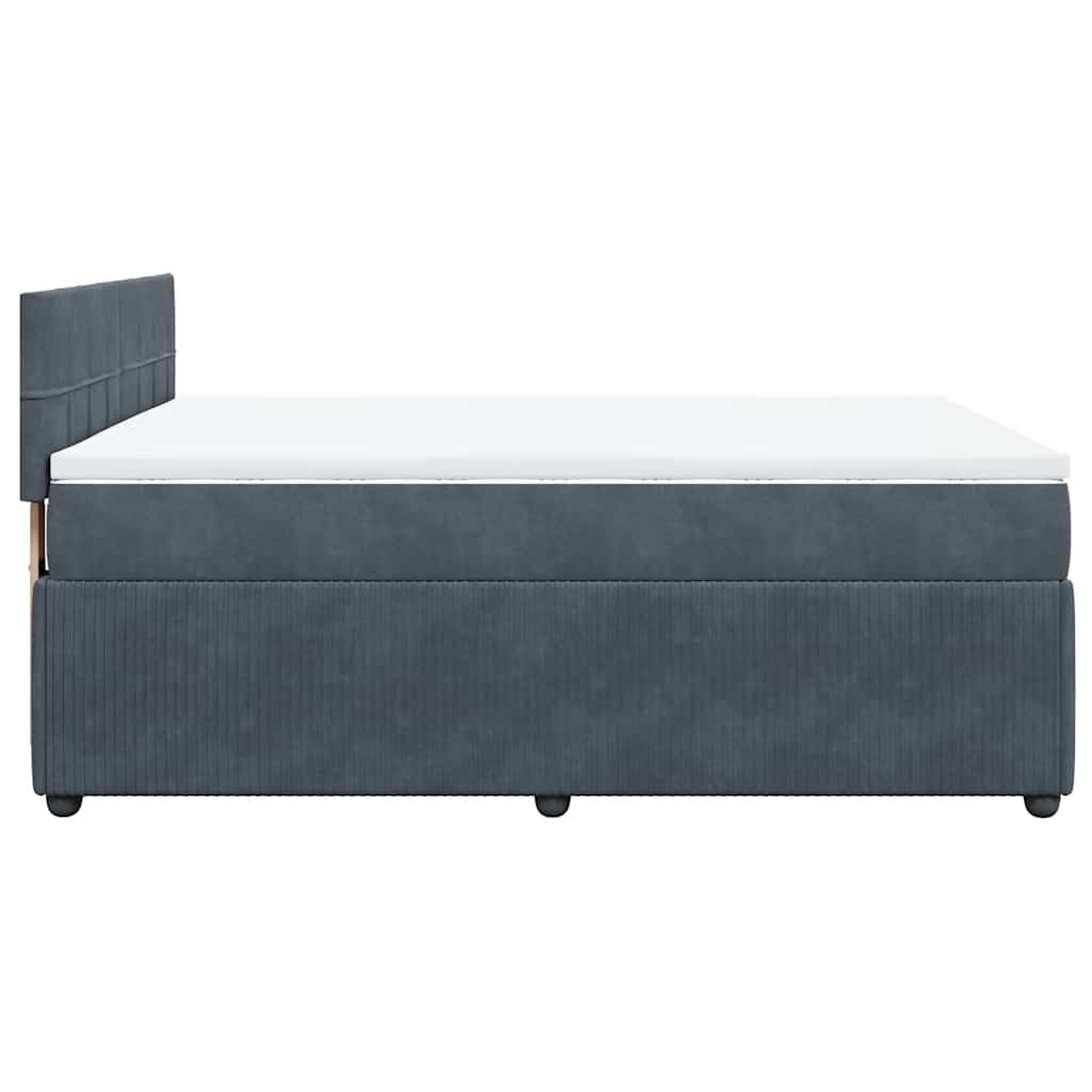vidaXL Κρεβάτι Boxspring με Στρώμα Σκούρο Γκρι 140x190 εκ. Βελούδινο
