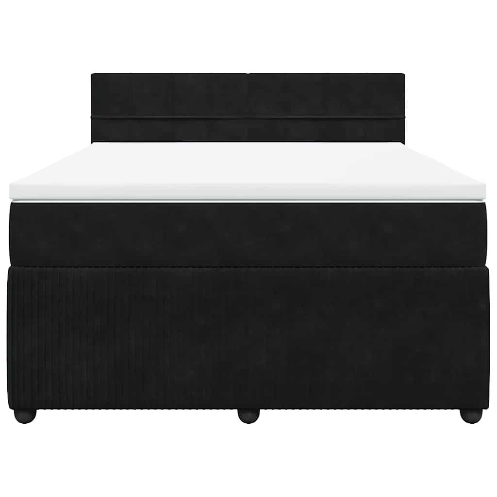 vidaXL Κρεβάτι Boxspring με Στρώμα Μαύρο 140x190 εκ. Βελούδινο