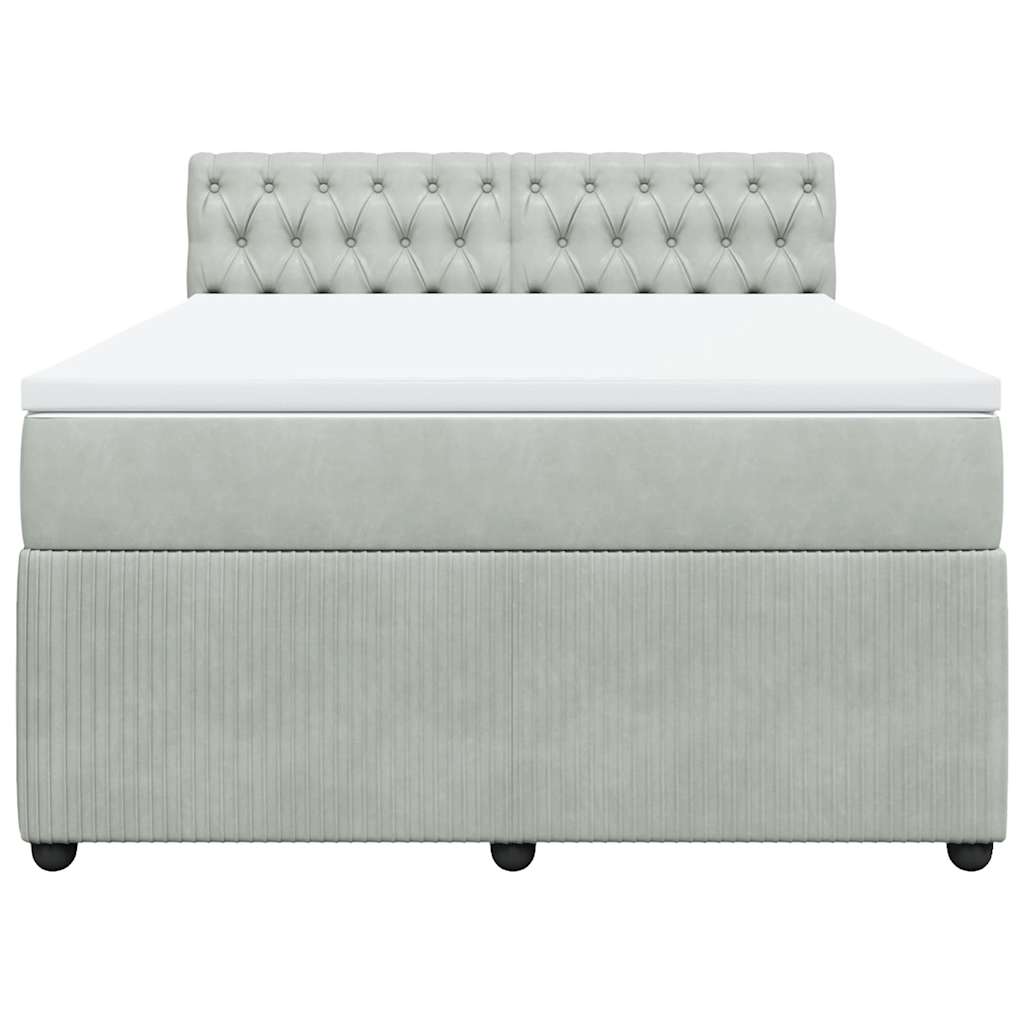 vidaXL Κρεβάτι Boxspring με Στρώμα Ανοιχτό Γκρι 140x190 εκ. Βελούδινο