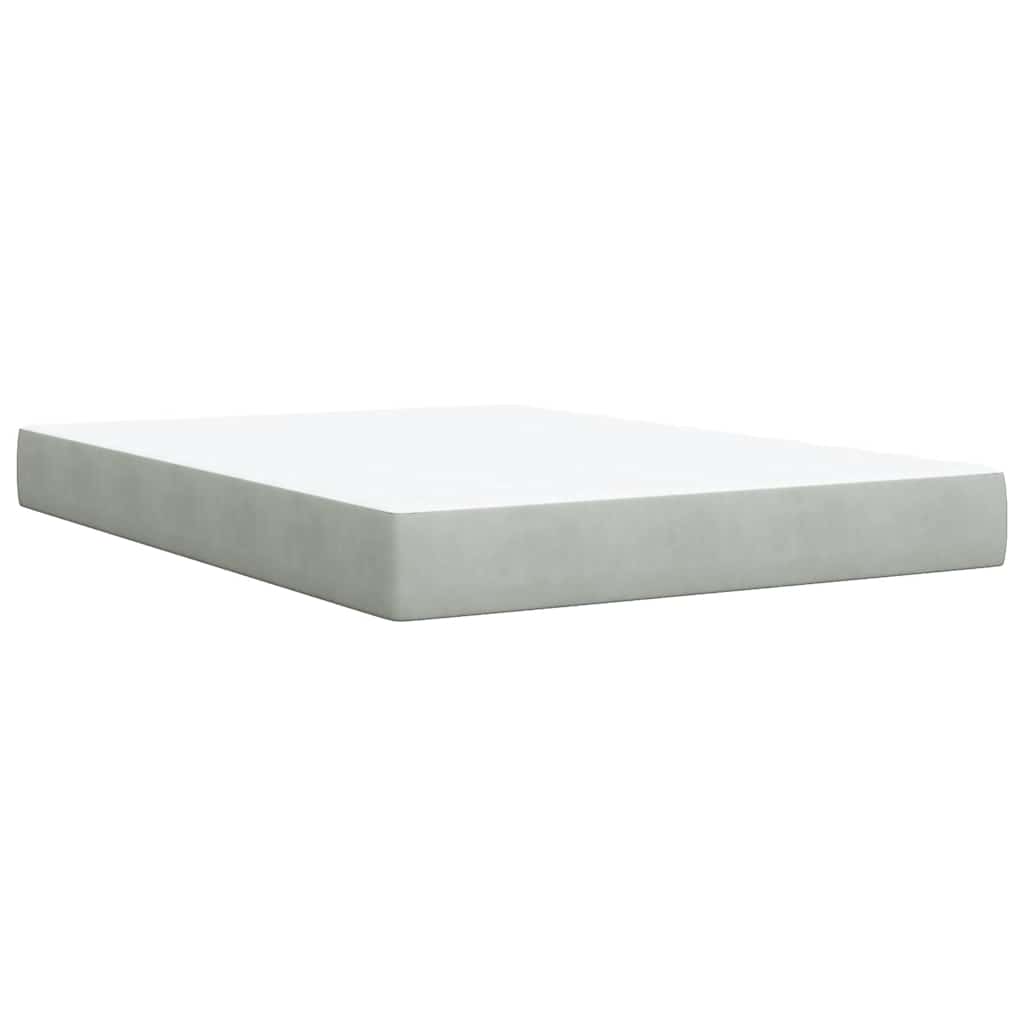vidaXL Κρεβάτι Boxspring με Στρώμα Ανοιχτό Γκρι 140x190 εκ. Βελούδινο