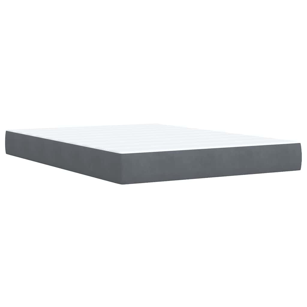 vidaXL Κρεβάτι Boxspring με Στρώμα Σκούρο Γκρι 140x190 εκ. Βελούδινο