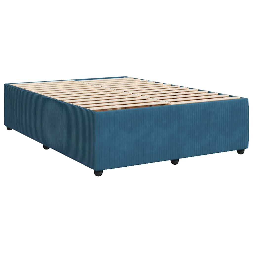vidaXL Κρεβάτι Boxspring με Στρώμα Μπλε 140x190 εκ. Βελούδινο