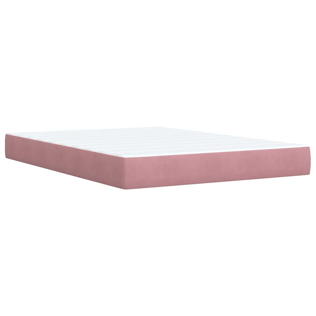 vidaXL Κρεβάτι Boxspring με Στρώμα Ροζ 140x190 εκ. Βελούδινο