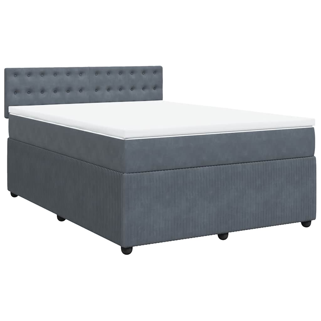 vidaXL Κρεβάτι Boxspring με Στρώμα Σκούρο Γκρι 140x190 εκ. Βελούδινο