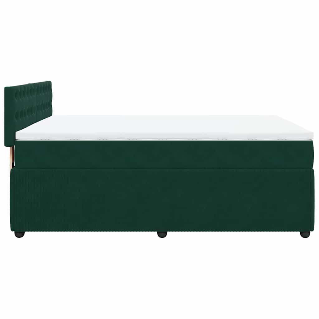 vidaXL Κρεβάτι Boxspring με Στρώμα Σκούρο Πράσινο 140x190εκ. Βελούδινο