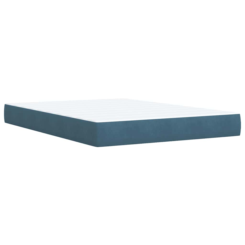 vidaXL Κρεβάτι Boxspring με Στρώμα Μπλε 140x190 εκ. Βελούδινο