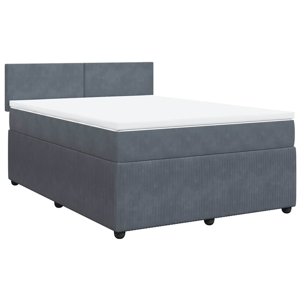vidaXL Κρεβάτι Boxspring με Στρώμα Σκούρο Γκρι 140x200 εκ. Βελούδινο