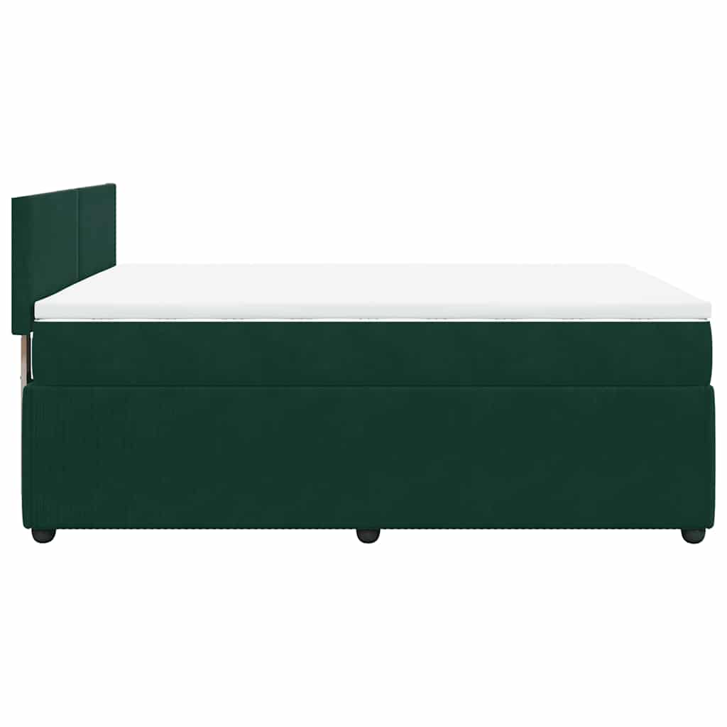 vidaXL Κρεβάτι Boxspring με Στρώμα Σκούρο Πράσινο 140x200εκ. Βελούδινο