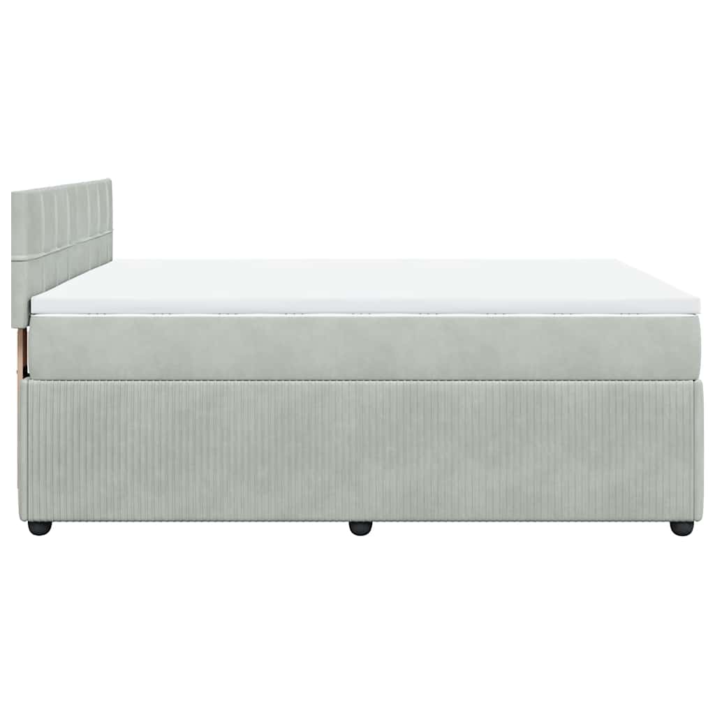 vidaXL Κρεβάτι Boxspring με Στρώμα Ανοιχτό Γκρι 140x200 εκ. Βελούδινο