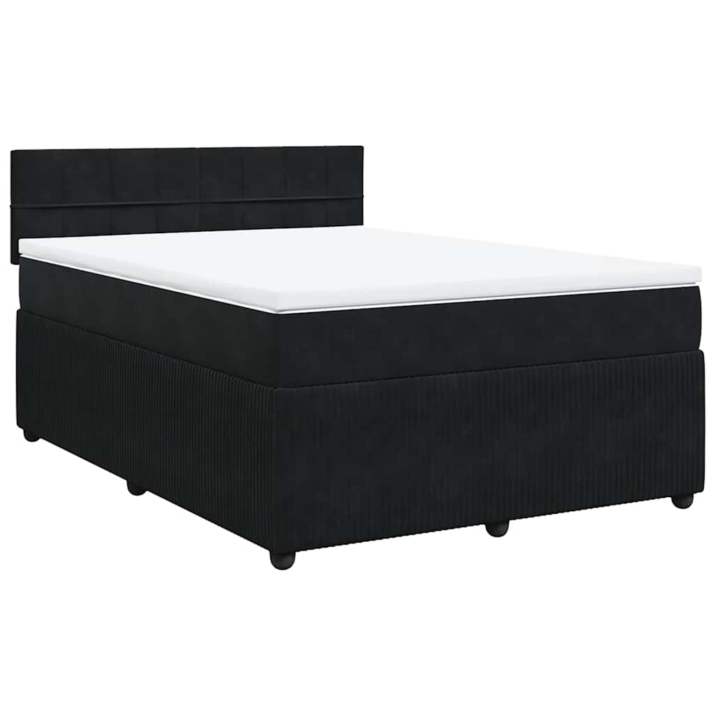 vidaXL Κρεβάτι Boxspring με Στρώμα Μαύρο 140x200 εκ. Βελούδινο