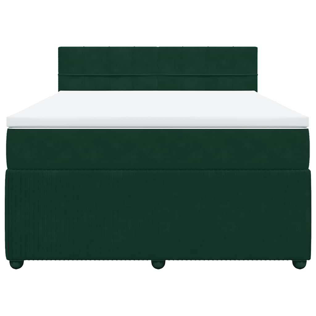 vidaXL Κρεβάτι Boxspring με Στρώμα Σκούρο Πράσινο 140x200εκ. Βελούδινο