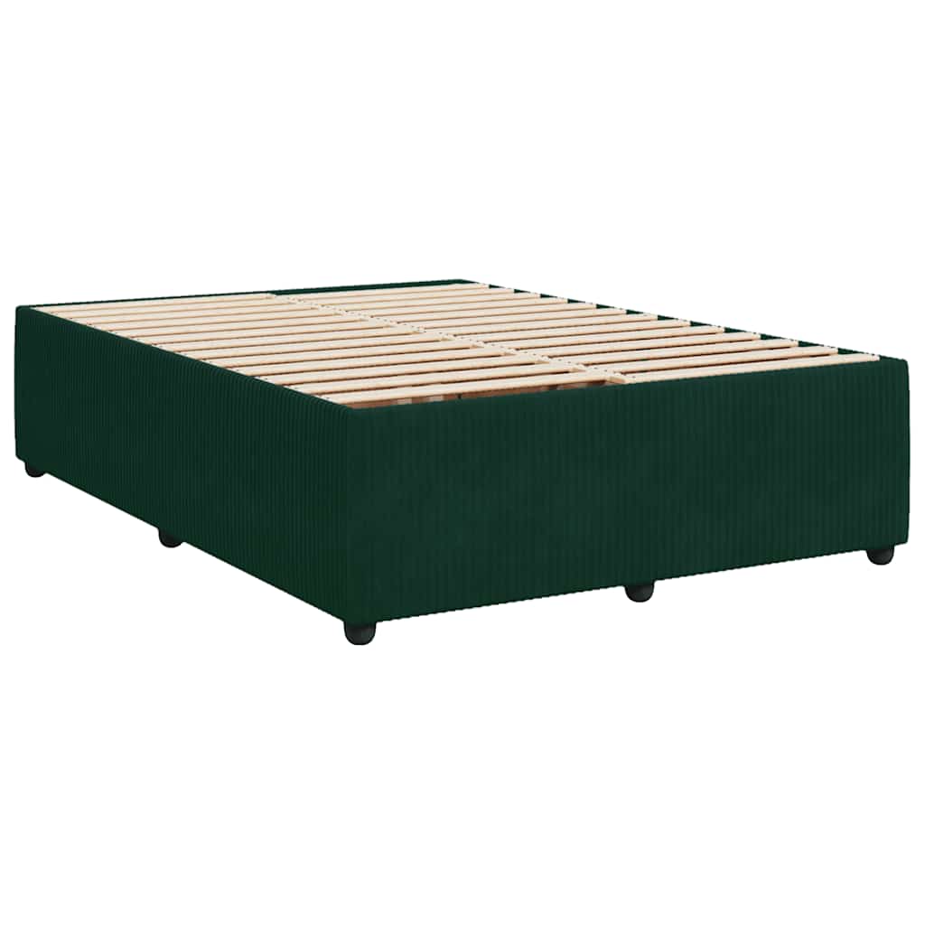 vidaXL Κρεβάτι Boxspring με Στρώμα Σκούρο Πράσινο 140x200εκ. Βελούδινο