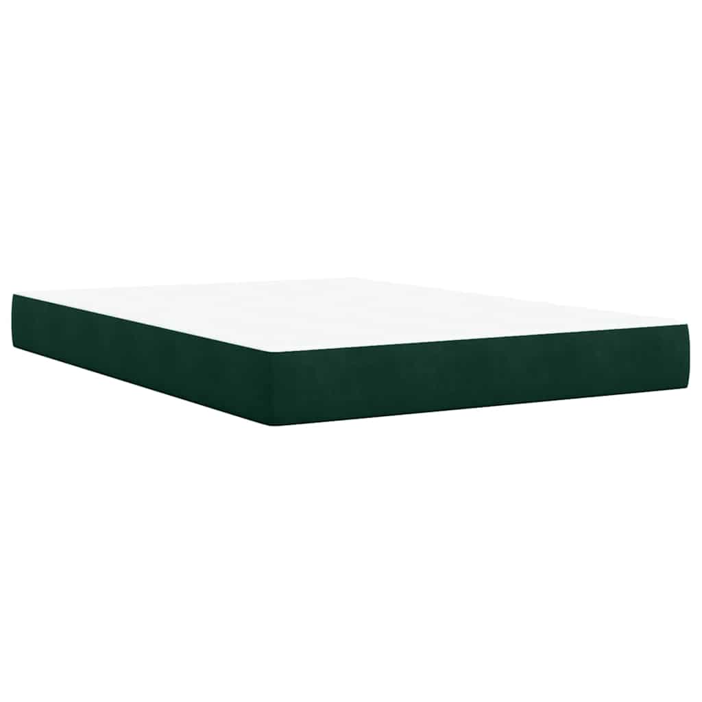 vidaXL Κρεβάτι Boxspring με Στρώμα Σκούρο Πράσινο 140x200εκ. Βελούδινο