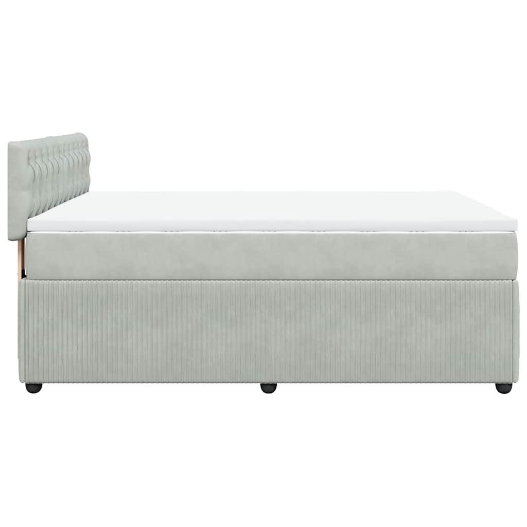 vidaXL Κρεβάτι Boxspring με Στρώμα Ανοιχτό Γκρι 140x200 εκ. Βελούδινο