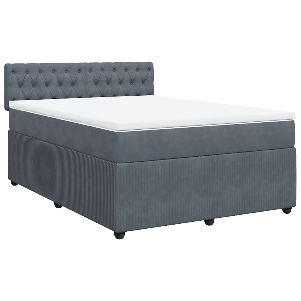 vidaXL Κρεβάτι Boxspring με Στρώμα Σκούρο Γκρι 140x200 εκ. Βελούδινο