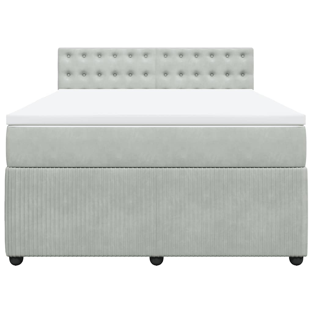 vidaXL Κρεβάτι Boxspring με Στρώμα Ανοιχτό Γκρι 140x200 εκ. Βελούδινο