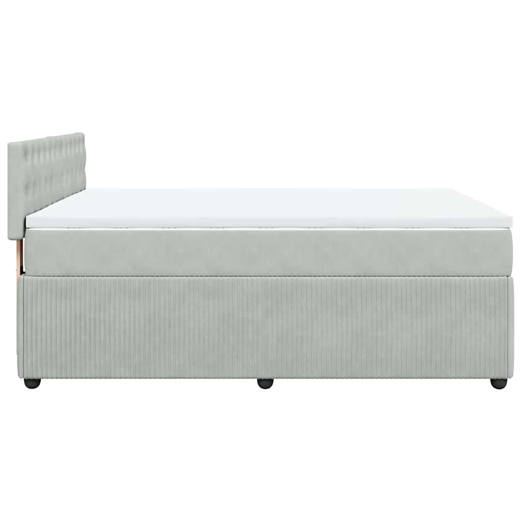 vidaXL Κρεβάτι Boxspring με Στρώμα Ανοιχτό Γκρι 140x200 εκ. Βελούδινο