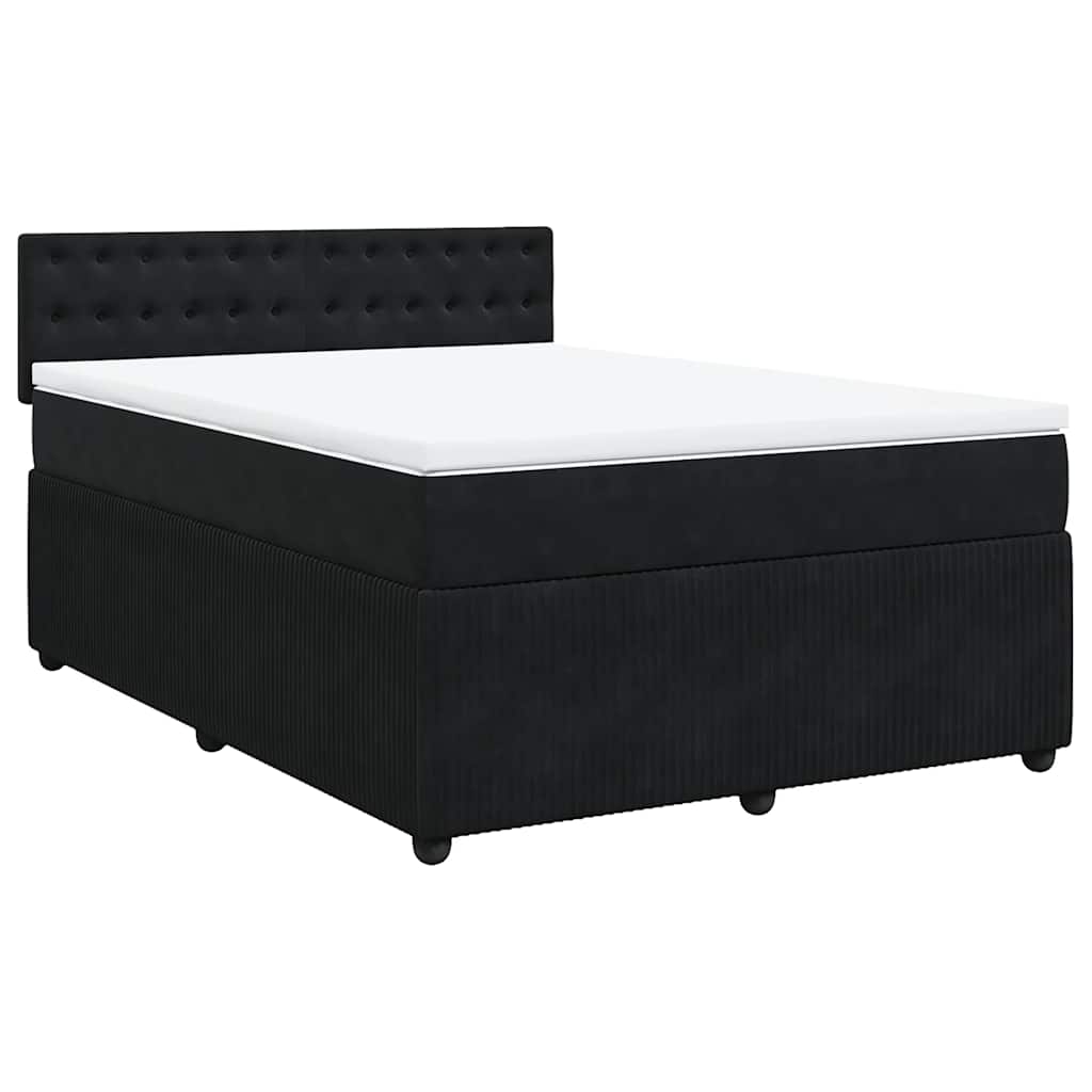 vidaXL Κρεβάτι Boxspring με Στρώμα Μαύρο 140x200 εκ. Βελούδινο
