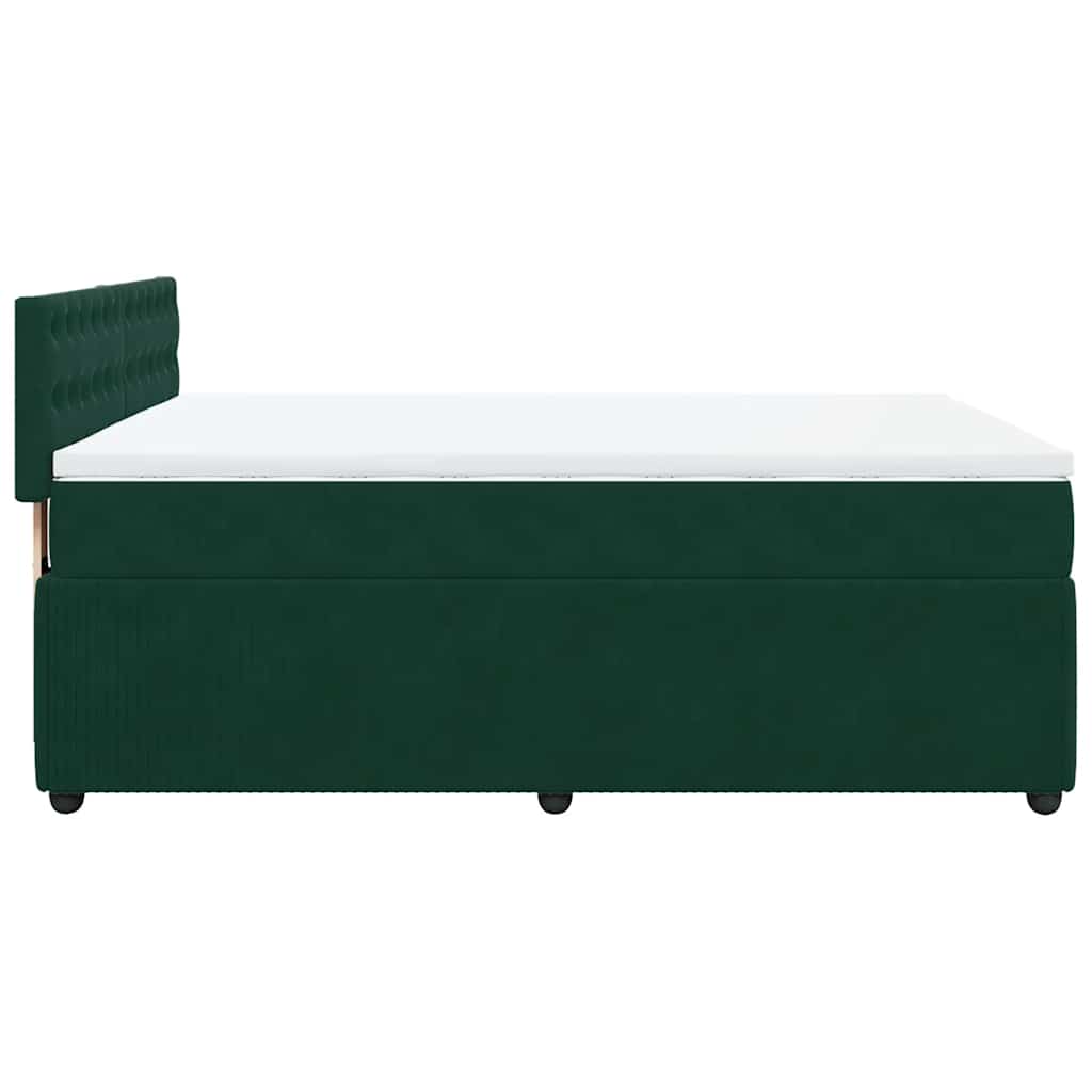vidaXL Κρεβάτι Boxspring με Στρώμα Σκούρο Πράσινο 140x200εκ. Βελούδινο