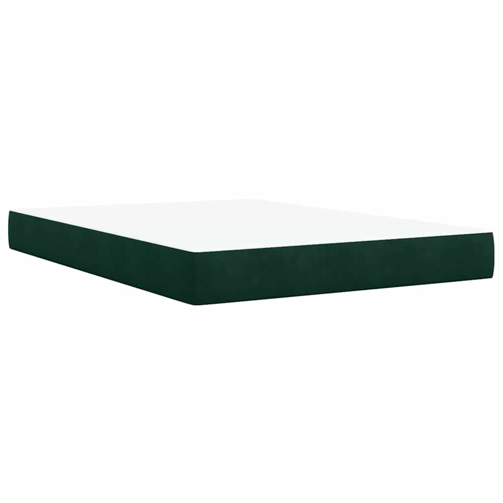 vidaXL Κρεβάτι Boxspring με Στρώμα Σκούρο Πράσινο 140x200εκ. Βελούδινο