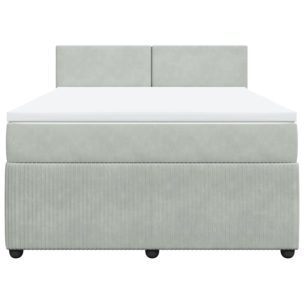 vidaXL Κρεβάτι Boxspring με Στρώμα Ανοιχτό Γκρι 160x200 εκ. Βελούδινο