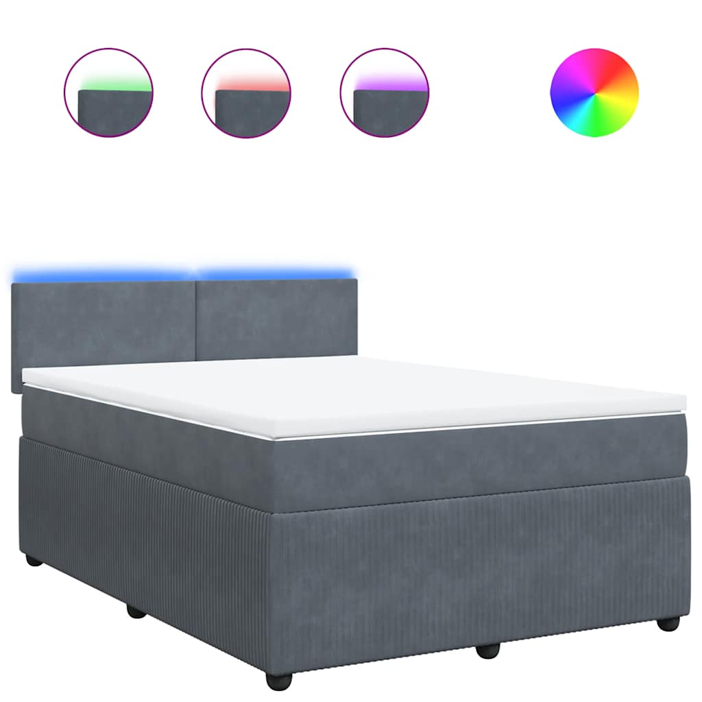 vidaXL Κρεβάτι Boxspring με Στρώμα Σκούρο Γκρι 160x200 εκ. Βελούδινο