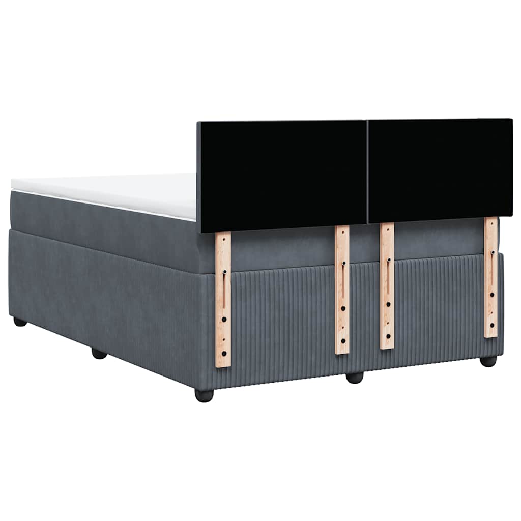 vidaXL Κρεβάτι Boxspring με Στρώμα Σκούρο Γκρι 160x200 εκ. Βελούδινο