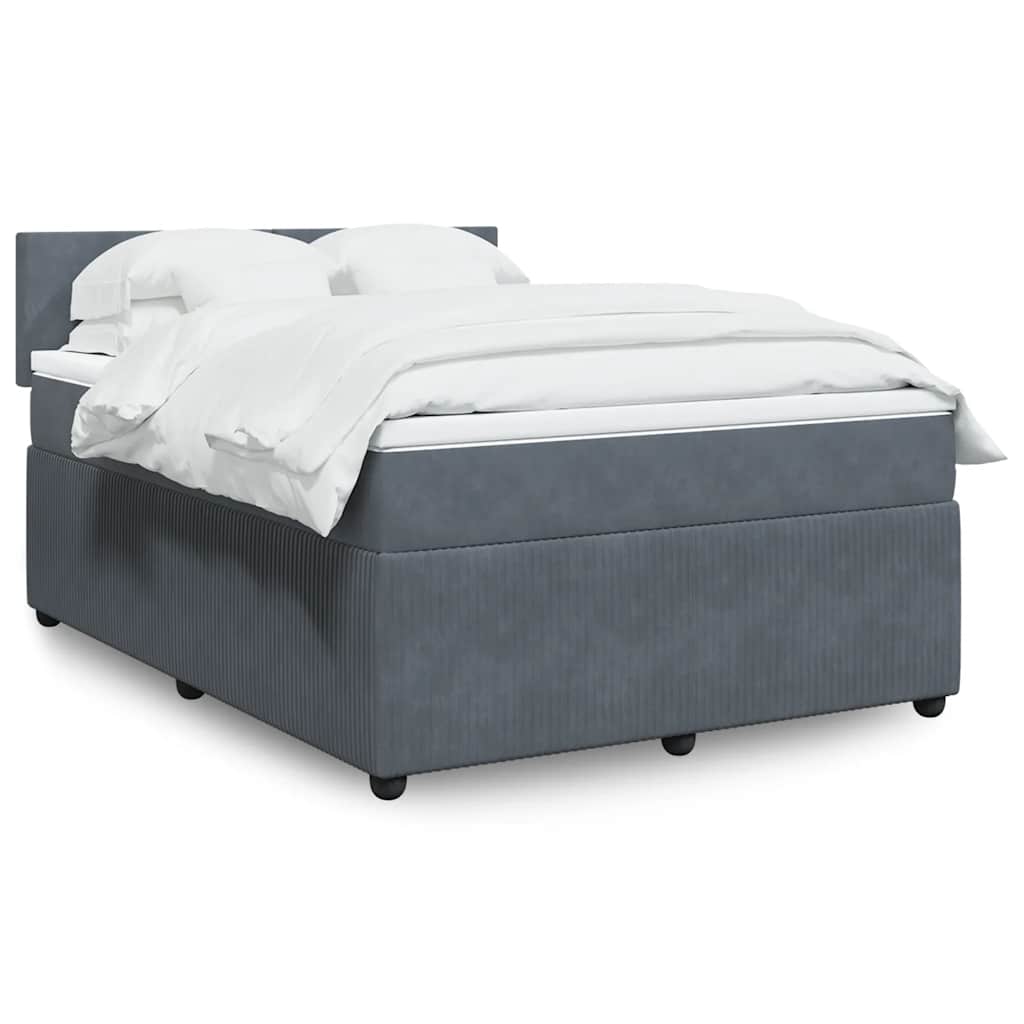 vidaXL Κρεβάτι Boxspring με Στρώμα Σκούρο Γκρι 160x200 εκ. Βελούδινο