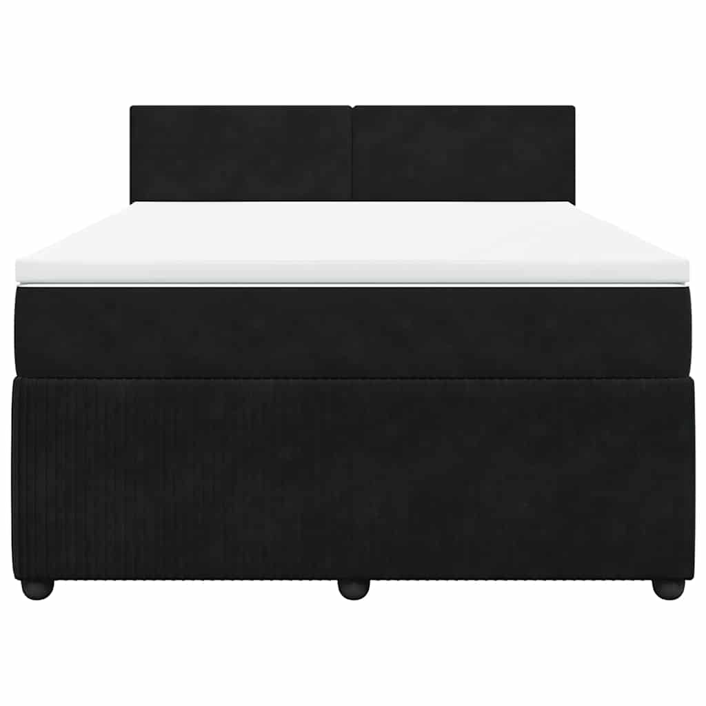 vidaXL Κρεβάτι Boxspring με Στρώμα Μαύρο 160x200 εκ. Βελούδινο