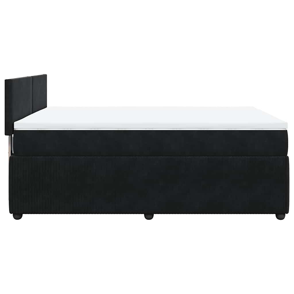 vidaXL Κρεβάτι Boxspring με Στρώμα Μαύρο 160x200 εκ. Βελούδινο