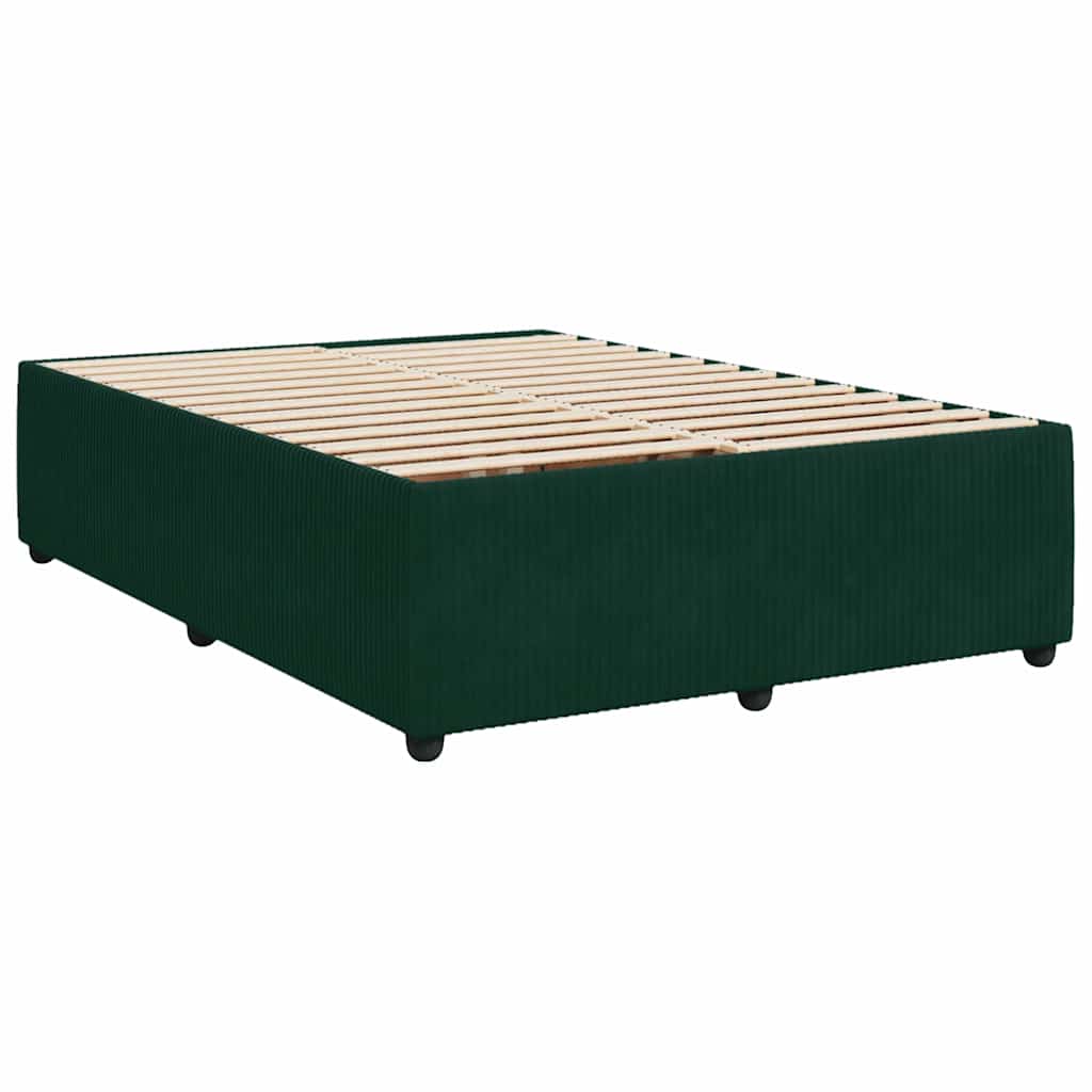 vidaXL Κρεβάτι Boxspring με Στρώμα Σκούρο Πράσινο 160x200εκ. Βελούδινο