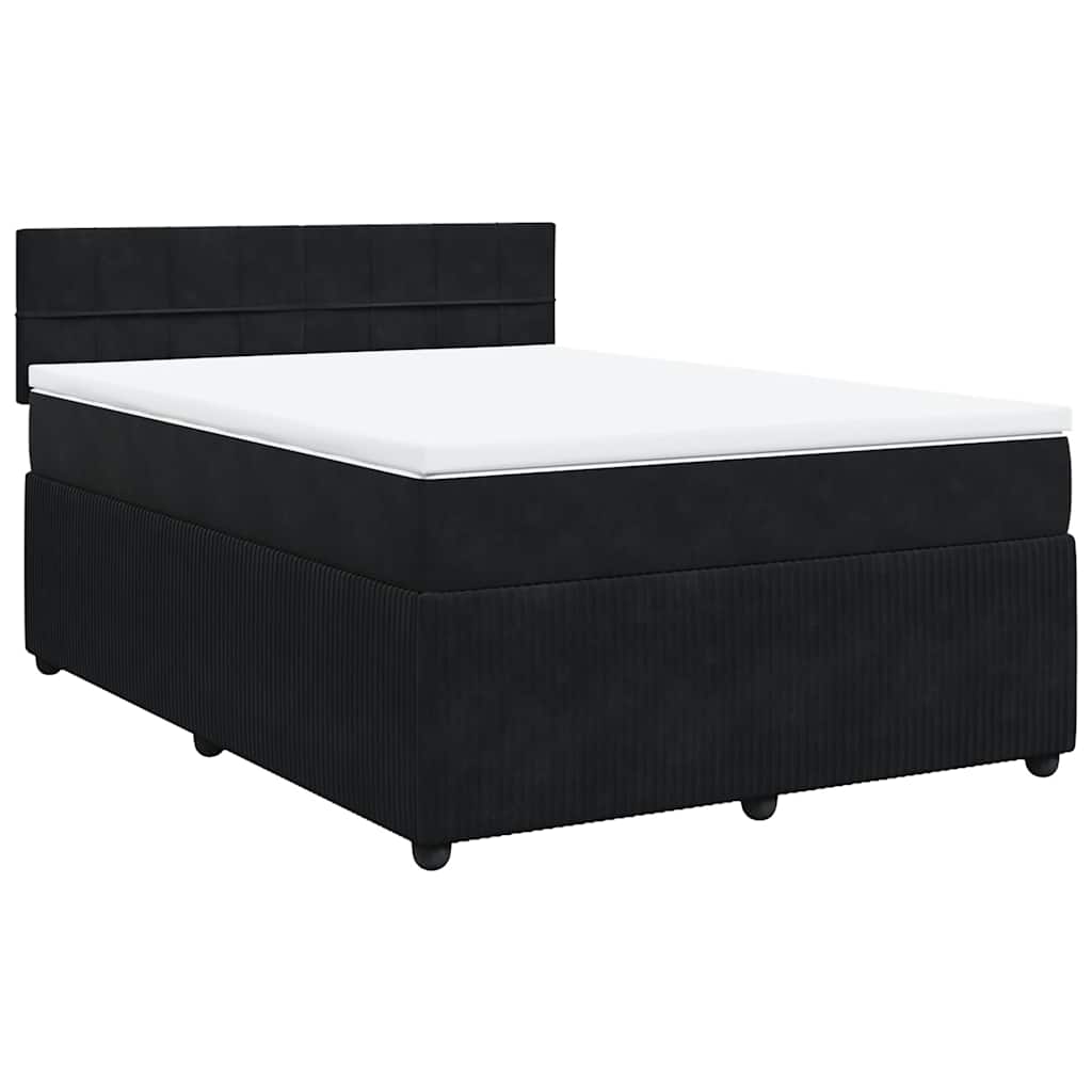 vidaXL Κρεβάτι Boxspring με Στρώμα Μαύρο 160x200 εκ. Βελούδινο