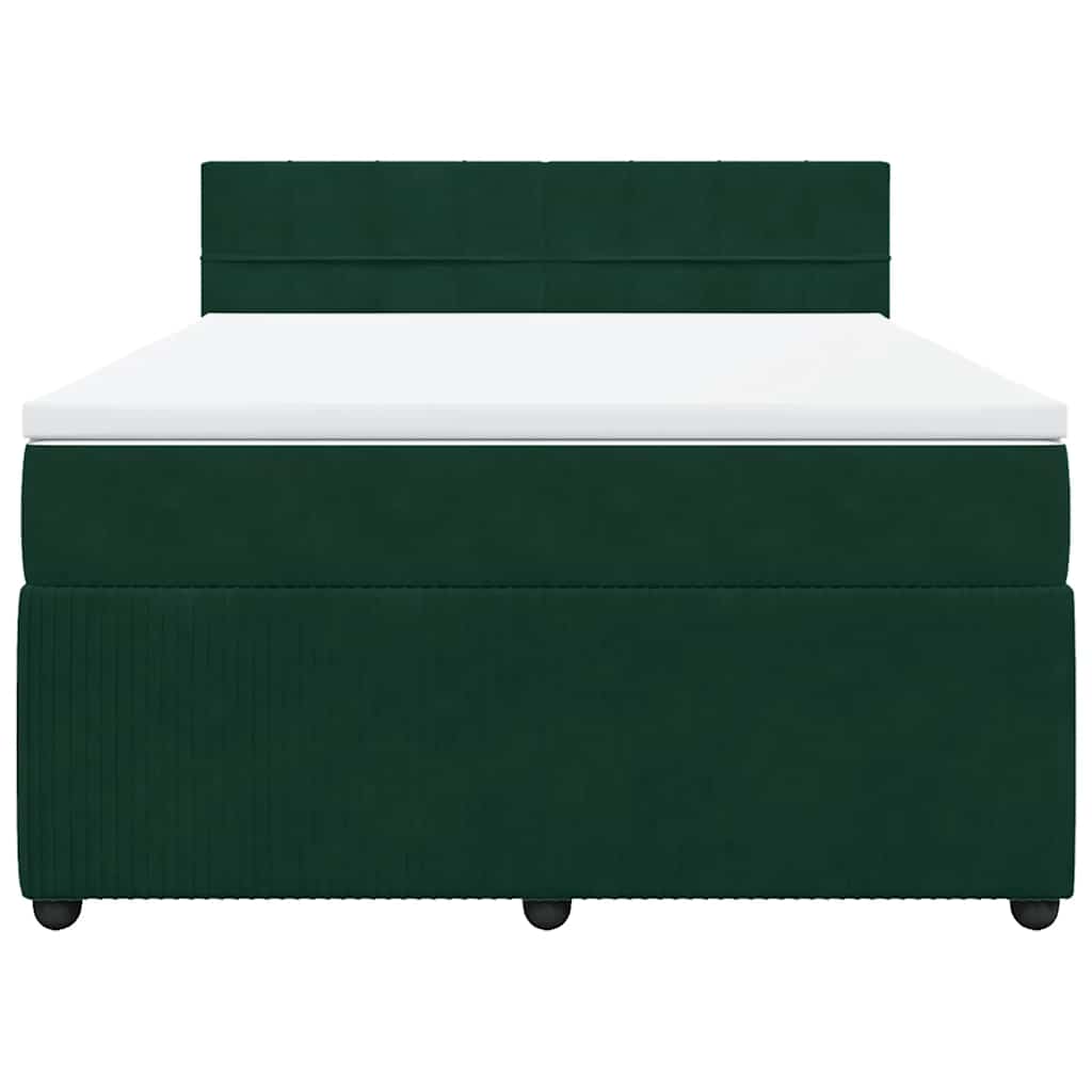 vidaXL Κρεβάτι Boxspring με Στρώμα Σκούρο Πράσινο 160x200εκ. Βελούδινο